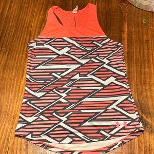 Under Armour Coral and White Geometric Racerback Tank - YSM
